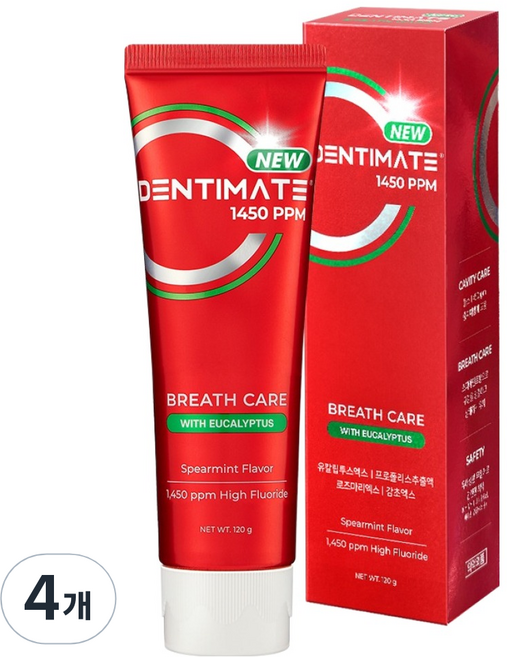 크리오 덴티메이트 뉴 일사오공 구취케어 치약, 120g, 4개