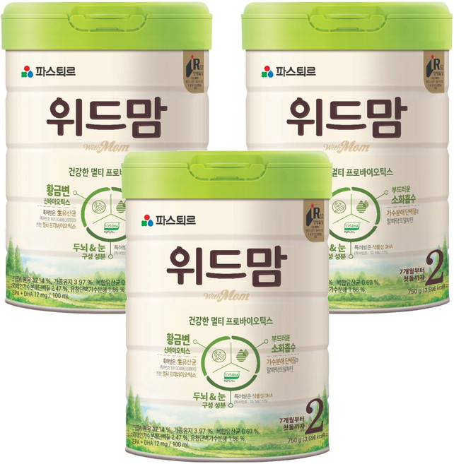 파스퇴르 위드맘 2단계, 3개, 750g