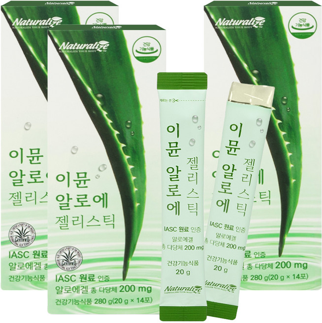 네추럴라이즈 이뮨 알로에 젤리스틱 14p, 280g, 3개