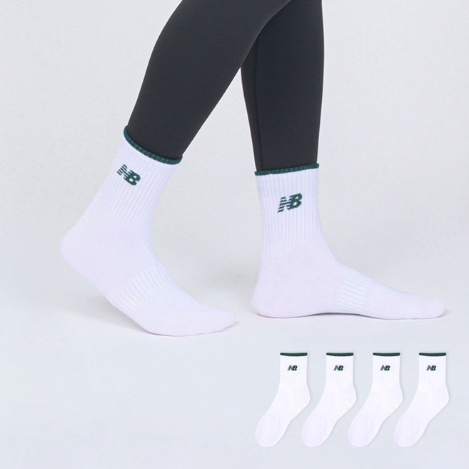 뉴발란스 탑포인트 컬러로고 중목 양말 4켤레