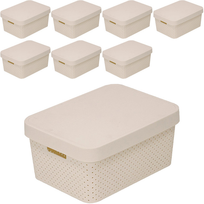 커버 바스켓, 브라운, 중(23.5 x 33 x 16.8 cm), 8개