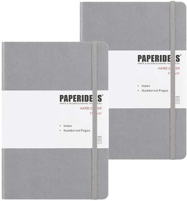 PAPERIDEAS A6 硬皮 188頁 點陣筆記本 100g/m² 無酸紙, 槍灰, 2本