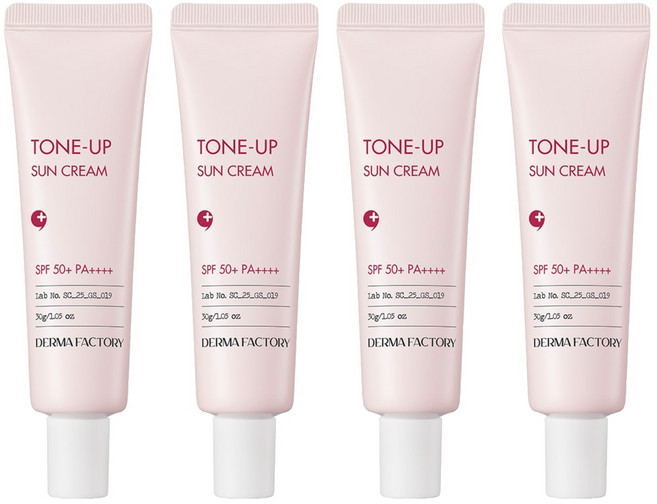 더마팩토리 무기자차 톤업 선크림 SPF50+ PA++++, 30g, 4개