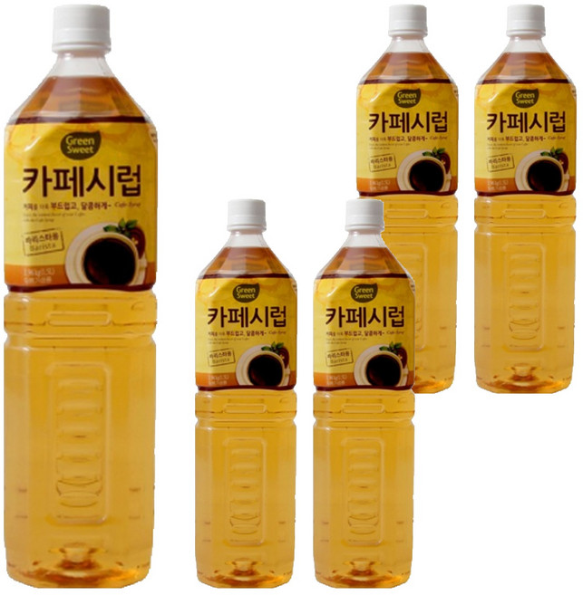 그린스위트 카페시럽, 1.5L, 5개