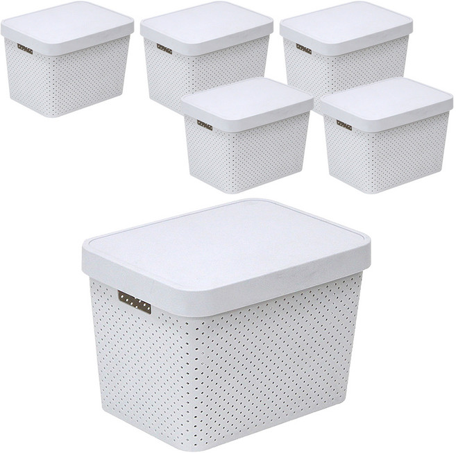 커버 바스켓, 그레이, 대(22.2 x 31.5 x 25 cm), 6개