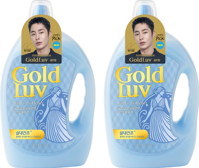 골드럽 섬유유연제 자스민블루 본품, 3.2L, 2개