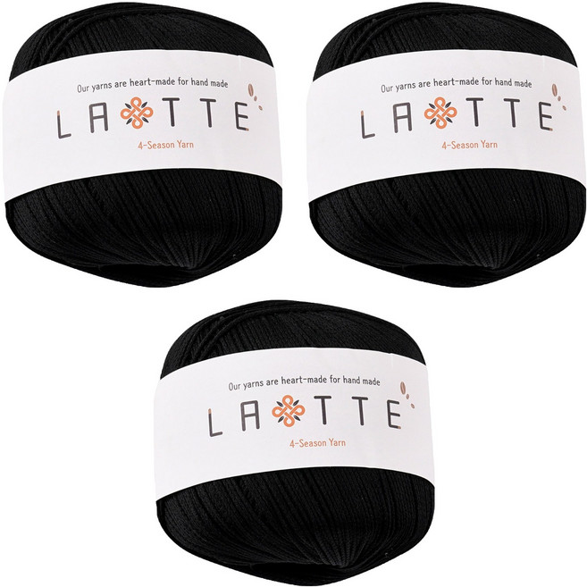 실바람섬유 라떼 뜨개실, 02 검정, 3개