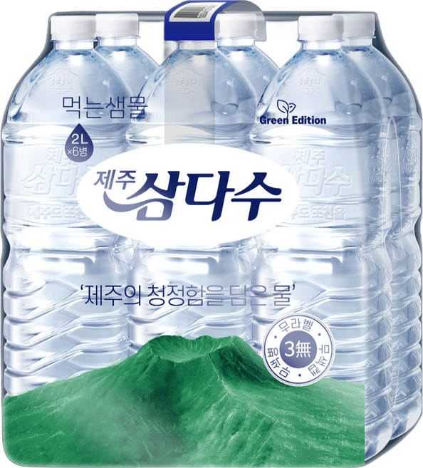 제주삼다수 그린 무라벨, 2L, 6개