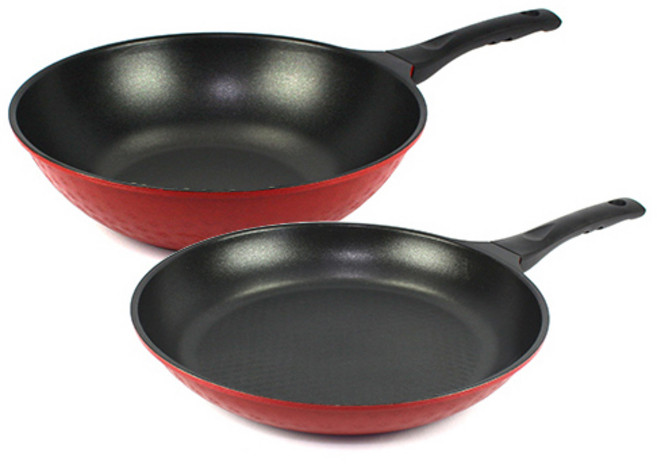 키친아트 국산 뉴본 다이아몬드 팬 세트 2개, 레드, 궁중팬 30cm + 프라이팬 30cm