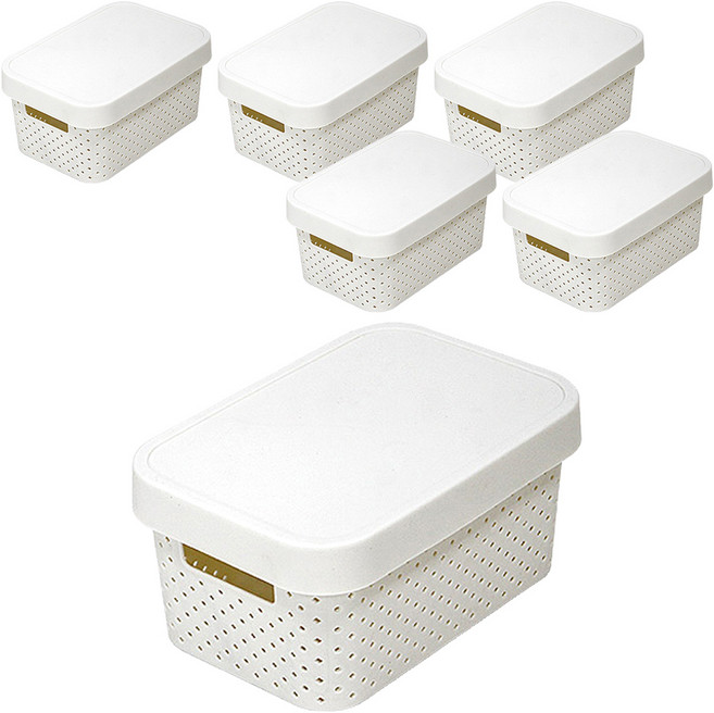 커버 바스켓, 아이보리, 소(15 x 23.5 x 12.5 cm), 6개