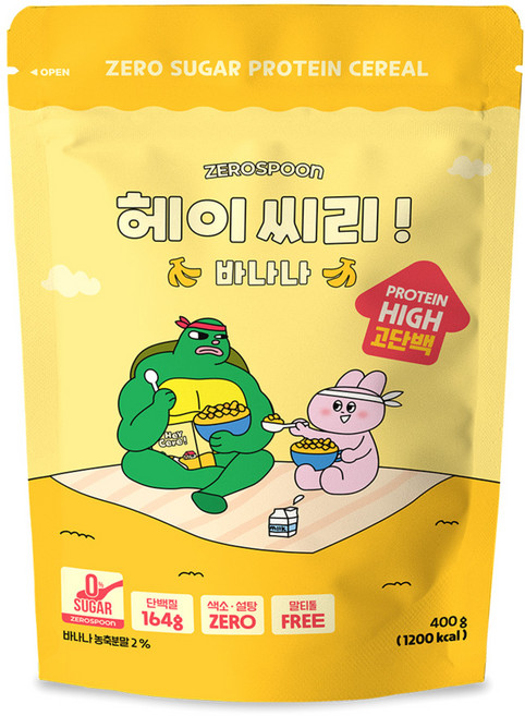 헤이씨리 무설탕 프로틴 그래놀라시리얼 바나나, 400g, 1개
