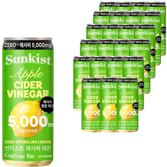 썬키스트 애사비 제로 스파클링 레몬, 24개, 250ml