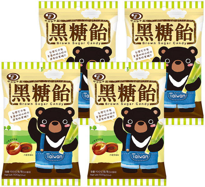 綠得製菓 黑糖飴, 100g, 4包