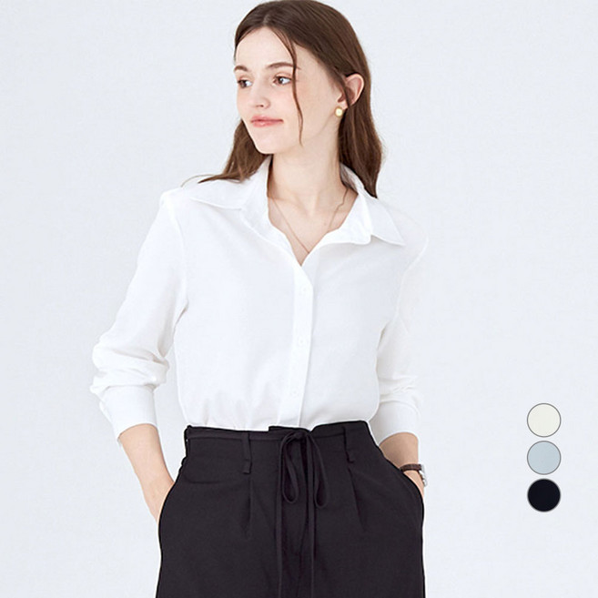 ELLE PARIS 여성용 레귤러핏 링클프리 데일리 셔츠