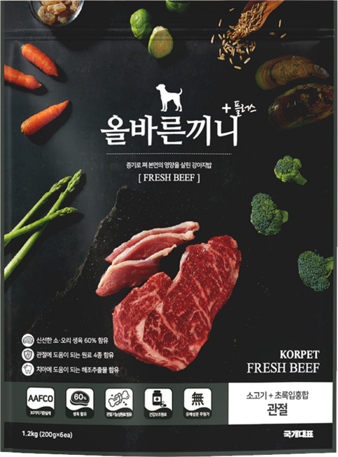 국개대표 강아지 올바른끼니 기능성 사료, 뼈/관절강화, 1.2kg, 1개