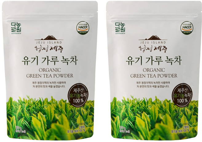 다농원 청정제주 유기 가루 녹차, 200g, 1개입, 2개