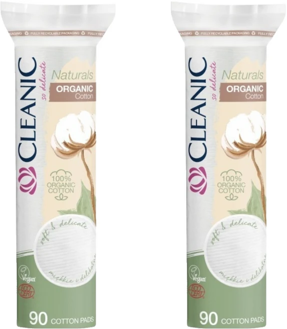 클레아닉 유기농 비건 원형 순면 화장솜, 2개, 90개입 - 쿠팡