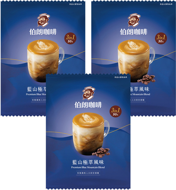 金車 MR.BROWN 伯朗咖啡 三合一咖啡 藍山極萃風味, 15g, 30包, 3袋