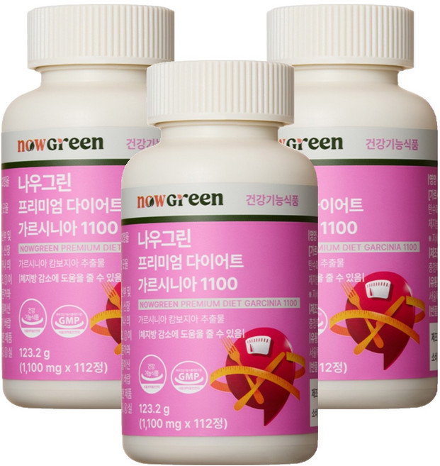 나우그린 프리미엄 다이어트 가르시니아 1100, 112정, 3개