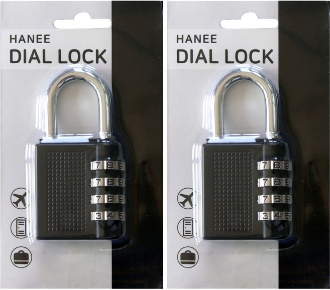 하늬통상 4단 대형 비밀번호자물쇠 블랙, 2개