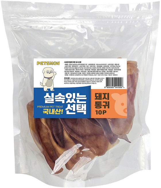 펫츠몬 강아지 실속있는선택 건조간식, 돼지귀, 300g, 1개