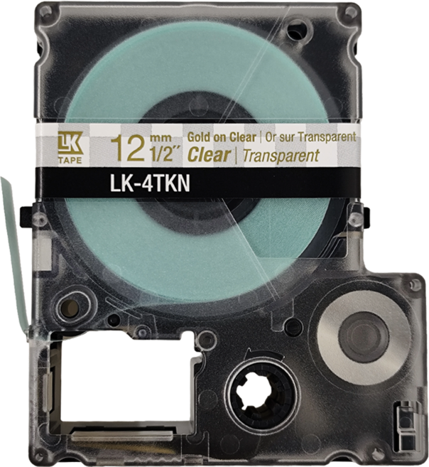 EPSON Transparent標籤帶 LK-4TKN 12mm, 透底金字, 9m