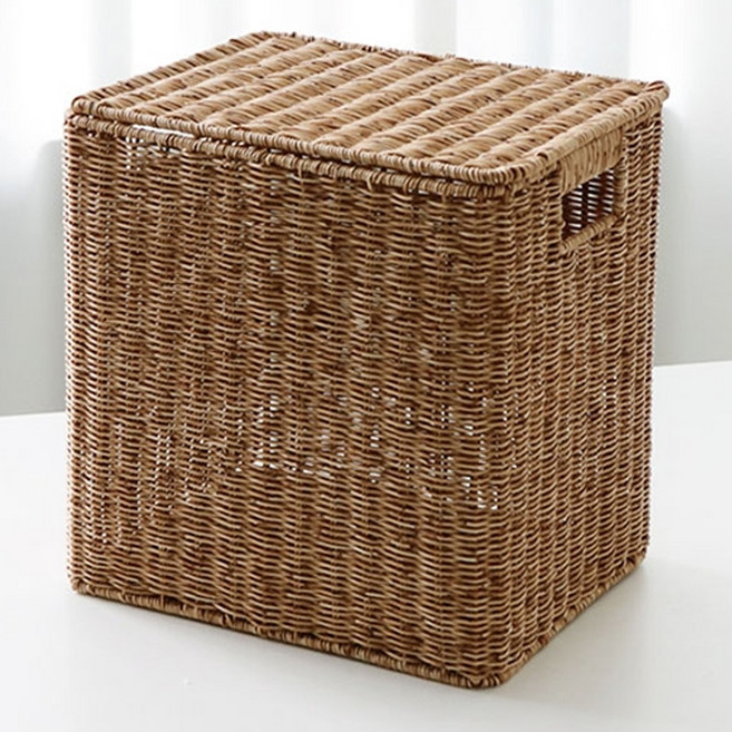 네이쳐리빙 데이지가든 깊은 라탄 바구니 뚜껑형, 1개