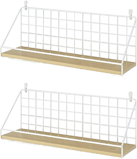 工業風鐵藝牆面置物架 SN0074 44.5 x 14 x 10cm, 白色, 2個