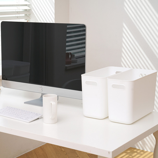 가규 국내제조 모던 라운드 팬트리 수납함, 화이트, 슬림형 L, 4개