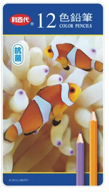 LIBERTY 利百代 小丑魚抗菌色鉛筆 12色, 1盒