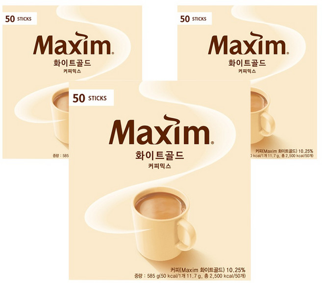 맥심 화이트골드 커피믹스, 11.7g, 50개입, 3개