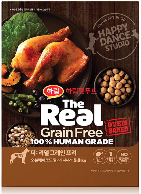 하림펫푸드 시니어 강아지 더리얼 그레인프리 오븐베이크드 건식사료, 닭, 5.8kg, 1개