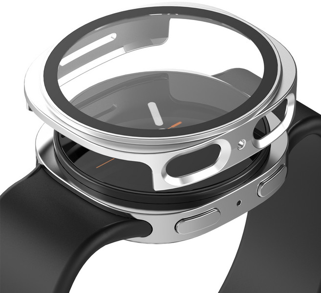 누아트 풀커버 하드케이스 액정보호 강화유리, 실버, 1개