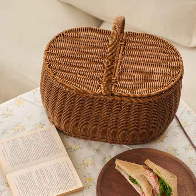 하우스레시피 플릿 피크닉 바구니, 브라운, 1개