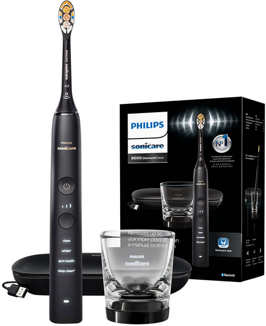 필립스 다이아몬드클린 9000 전동칫솔, HX9914/75, 블랙, 1세트