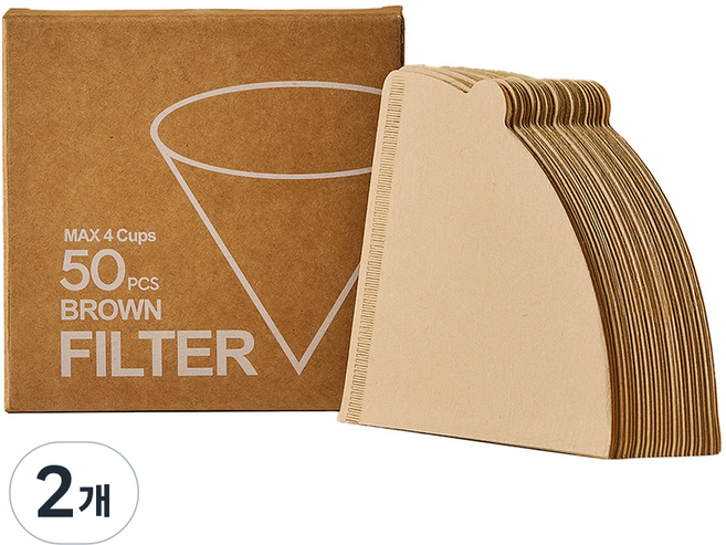 빈플러스 V형 커피 필터 1~4인용, 50개입, 2개