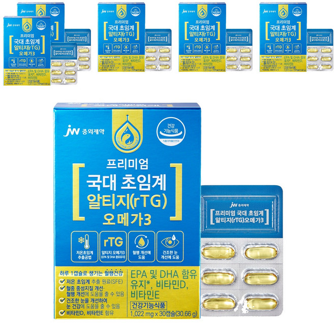 JW중외제약 프리미엄 국대 초임계 알티지(rTG) 오메가3, 30정, 6박스
