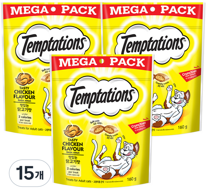 템테이션 고양이 간식, 맛있는 닭고기맛, 160g, 15개