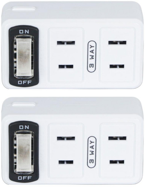 Kinyo 節電1開3插分接器, 50mm, 白色, 2個