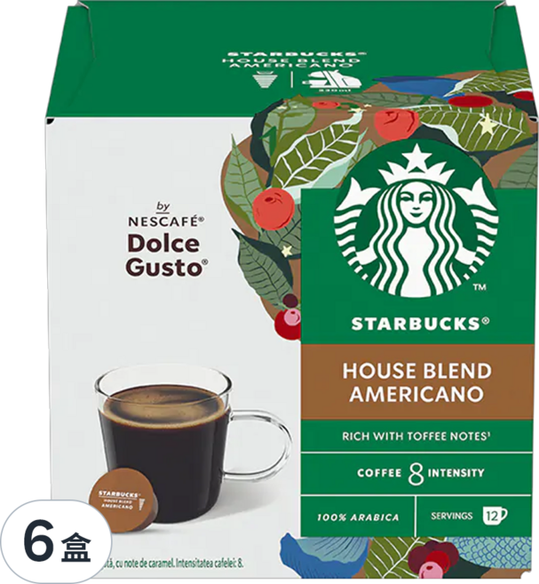 STARBUCKS 星巴克 家常美式咖啡膠囊, 8.5g, 12顆, 6盒