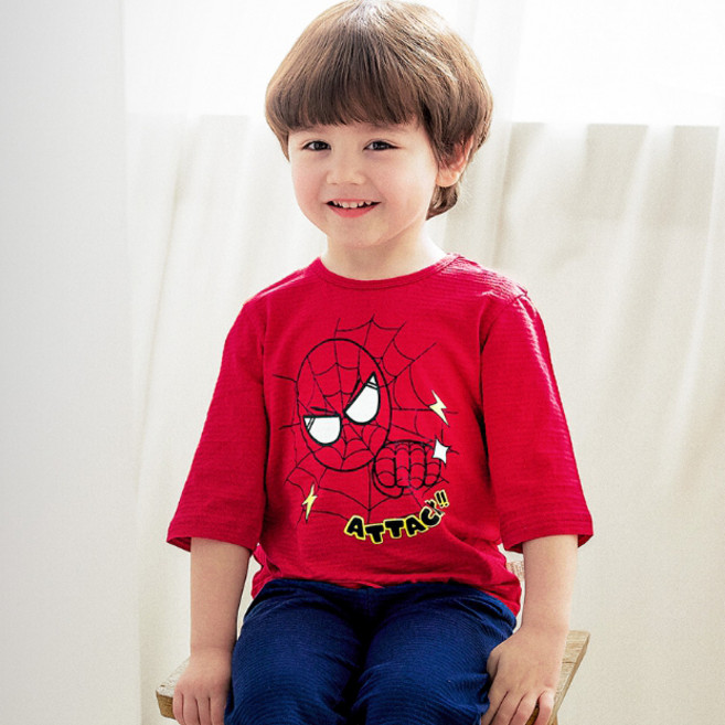 메이키즈 아동용 펀치스파이더 7부 변화지 실내복 상하 세트