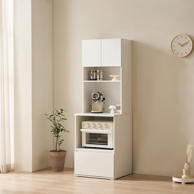 삼익가구 더쿡 오픈형 렌지대 주방수납장 600 방문설치, 화이트, 2단