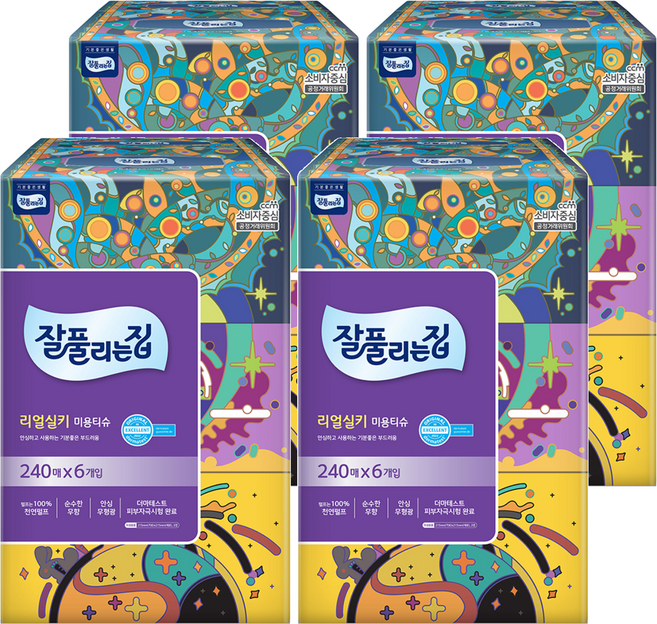 잘풀리는집 리얼 실키 천연펄프 미용티슈, 240매, 24개