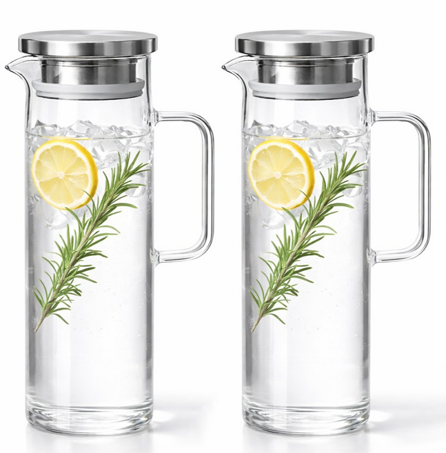 로체스터 스텐 내열유리 냉장고 물병, 혼합색상, 1.5L, 2개