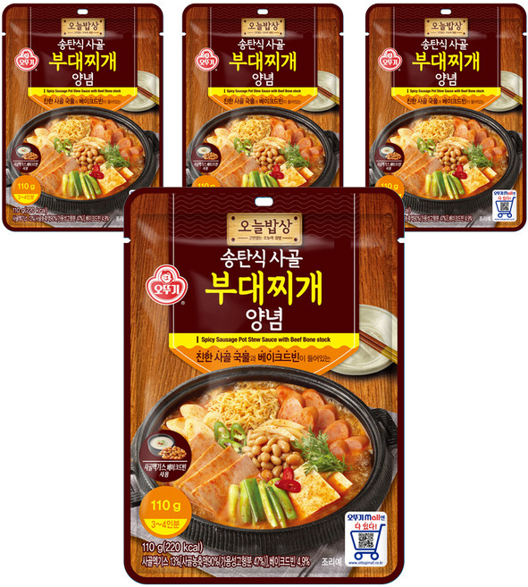 오뚜기 오늘밥상 송탄식 사골 부대찌개 양념, 110g, 4개