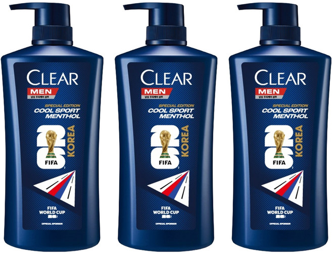CLEAR 淨 男士酷涼運動薄荷洗髮精 FIFA世界盃26限量包裝版, 3個, 650ml