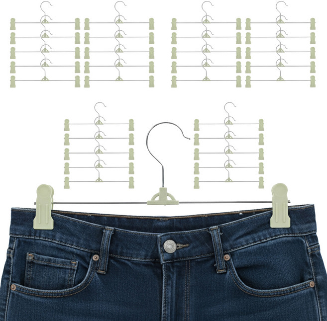 한봄누리 파스텔 논슬립 바지걸이 자국방지 경량 집게 옷걸이, 그린, 50개