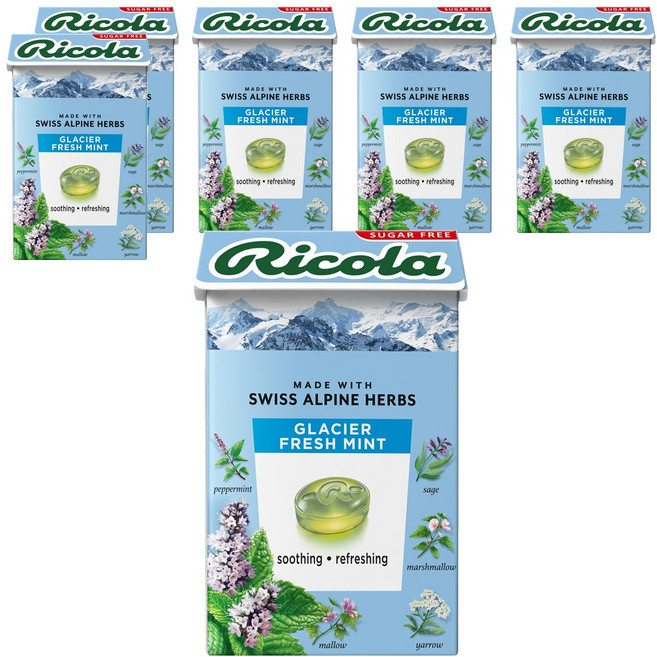 리콜라 스위스 글라시어 민트 허브캔디, 40g, 6개