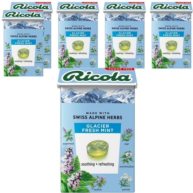 리콜라 스위스 글라시어 민트 허브캔디, 40g, 6개 - 쿠팡