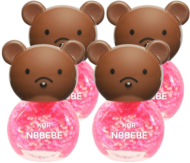 Nbbebe 兒童用指甲油, 閃亮的粉紅色, 4個